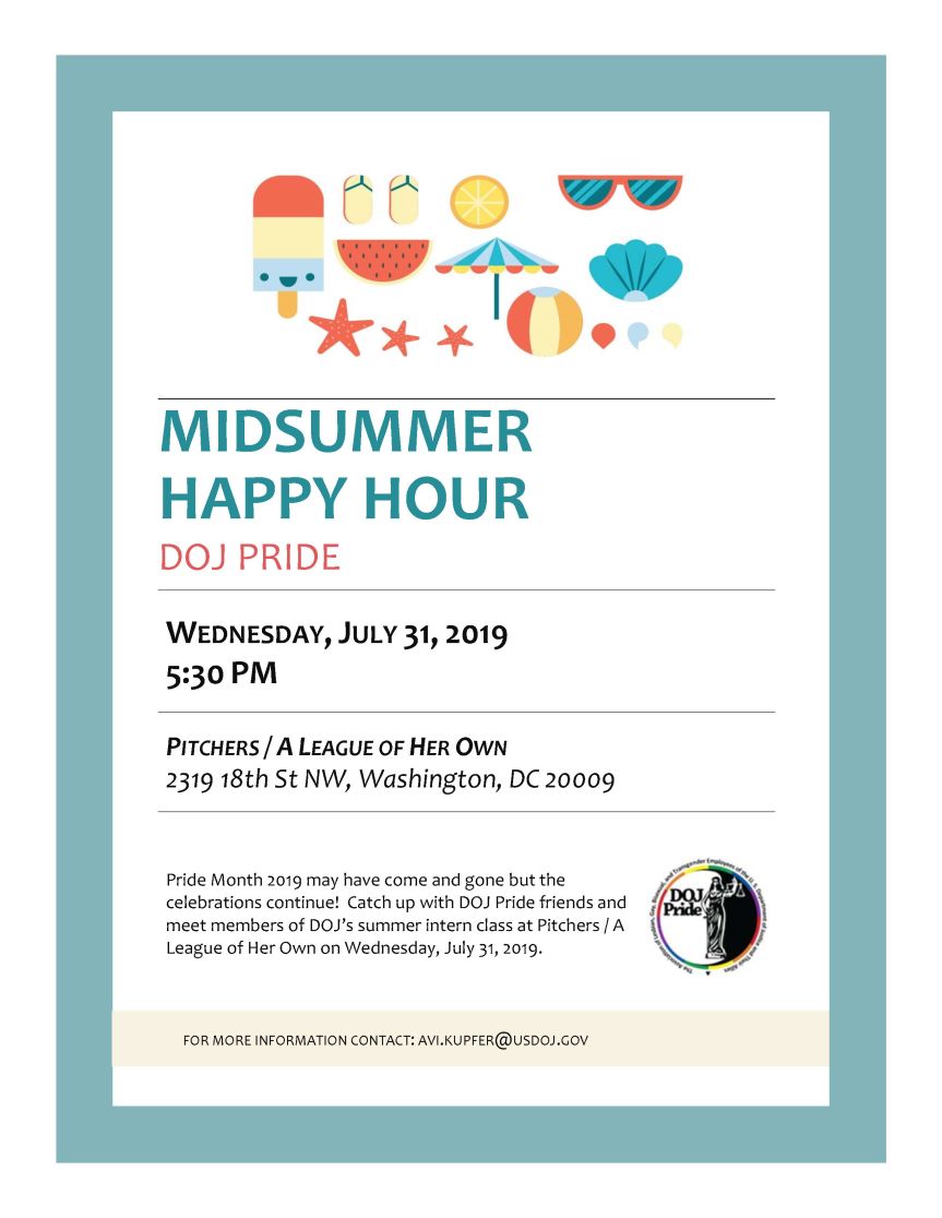 DOJ Pride Happy Hour on July 31, 2019